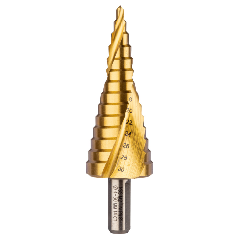 Сверло 3325 ступенч. спиральн., HSS-G M2 TIN по стали (4-30мм, 14 ступеней) хв. 10 мм, ПрофОснастка