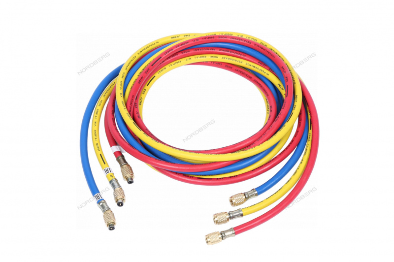 Шланг заправочный для фреона, 3 м (в комплекте 3 шт., без адаптеров) NORDBERG NFH31
