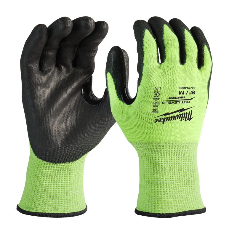 Перчатки защитные Hi-Vis Cut level (Хай Виз Кат Левел) 3/C, M/8 HI-VIS CUT C GLOVES - 8/M -1PC MILWA