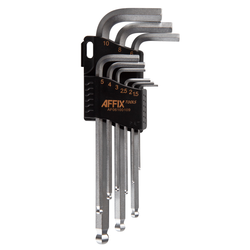 AFFIX Набор Г-образных шестигранников 1,5-10 мм, с шаровым окончанием, 9 предметов AF06100109
