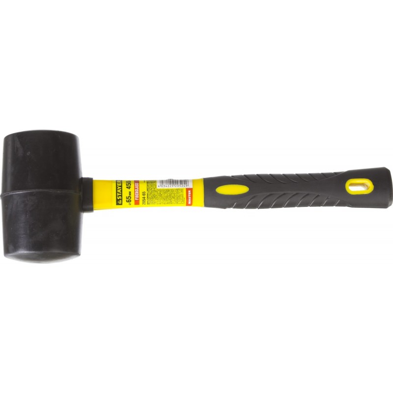 Киянка STAYER "PROFESSIONAL" резиновая ЧЕРНАЯ, с фиберглассовой ручкой, 450г 2054-65	