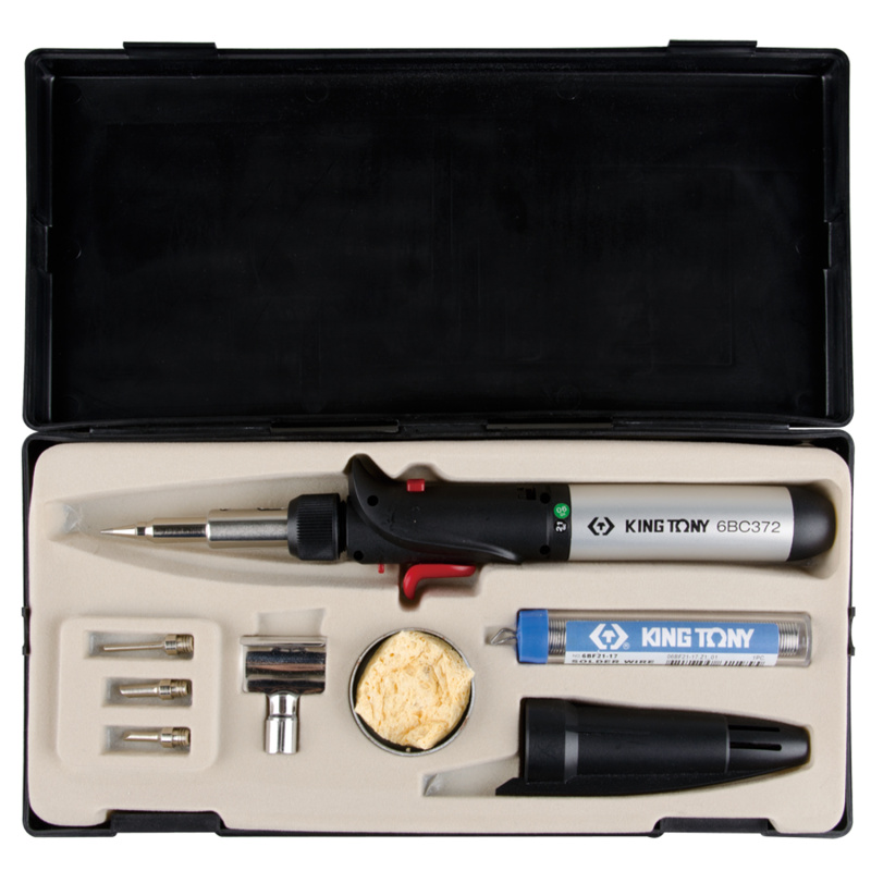 KING TONY Горелка газовая, паяльник, с комплектом сменных насадок 6BC3007